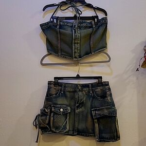 Denim 2 Piece Outfit, XL (FITS LIKE L), Diesel Wash